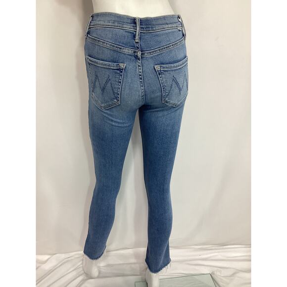 Mother Mid Rise 'Dazzler' Ankle Fray Denim Jeans Size 25 - Picture 3 of 4